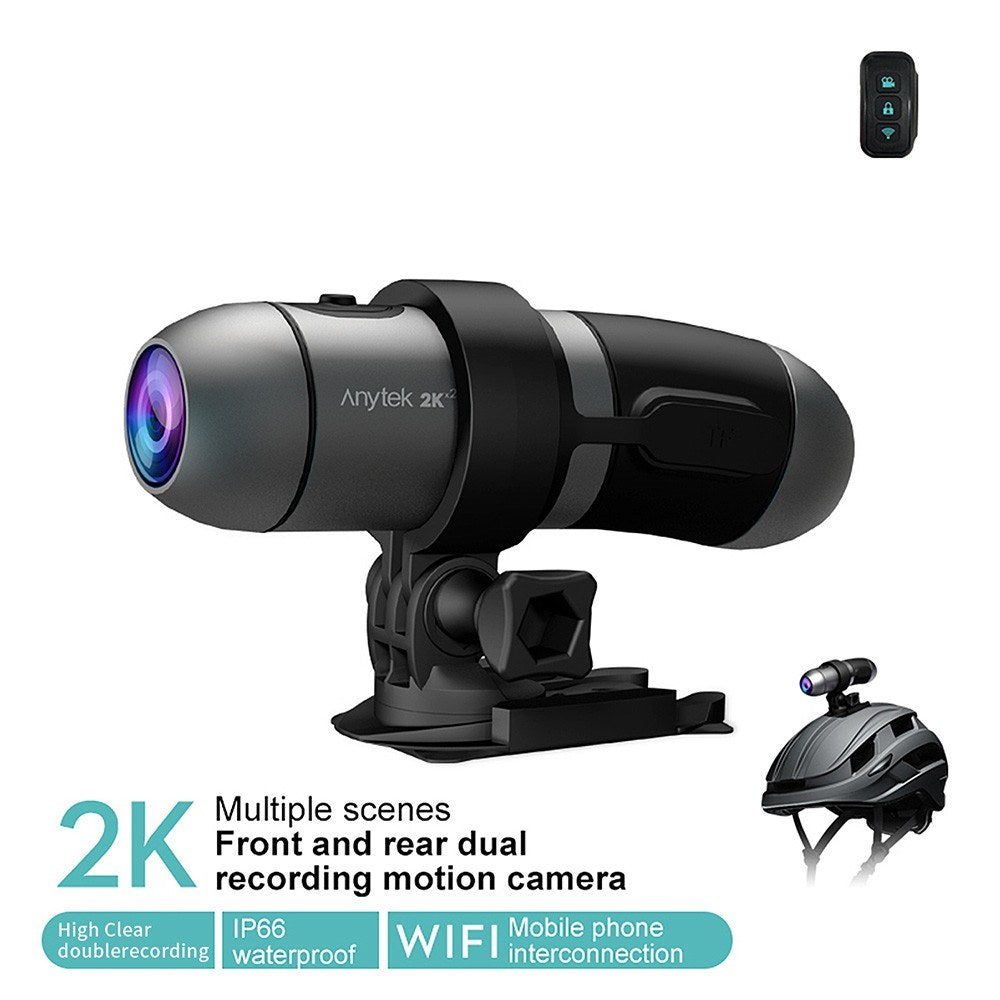 Anytek S50 Helmet Camera: 2K Dual Recording, Wireless Control, 170° Wide-Angle, 1600mAh, for Motorcycle & Bicycle Helmet