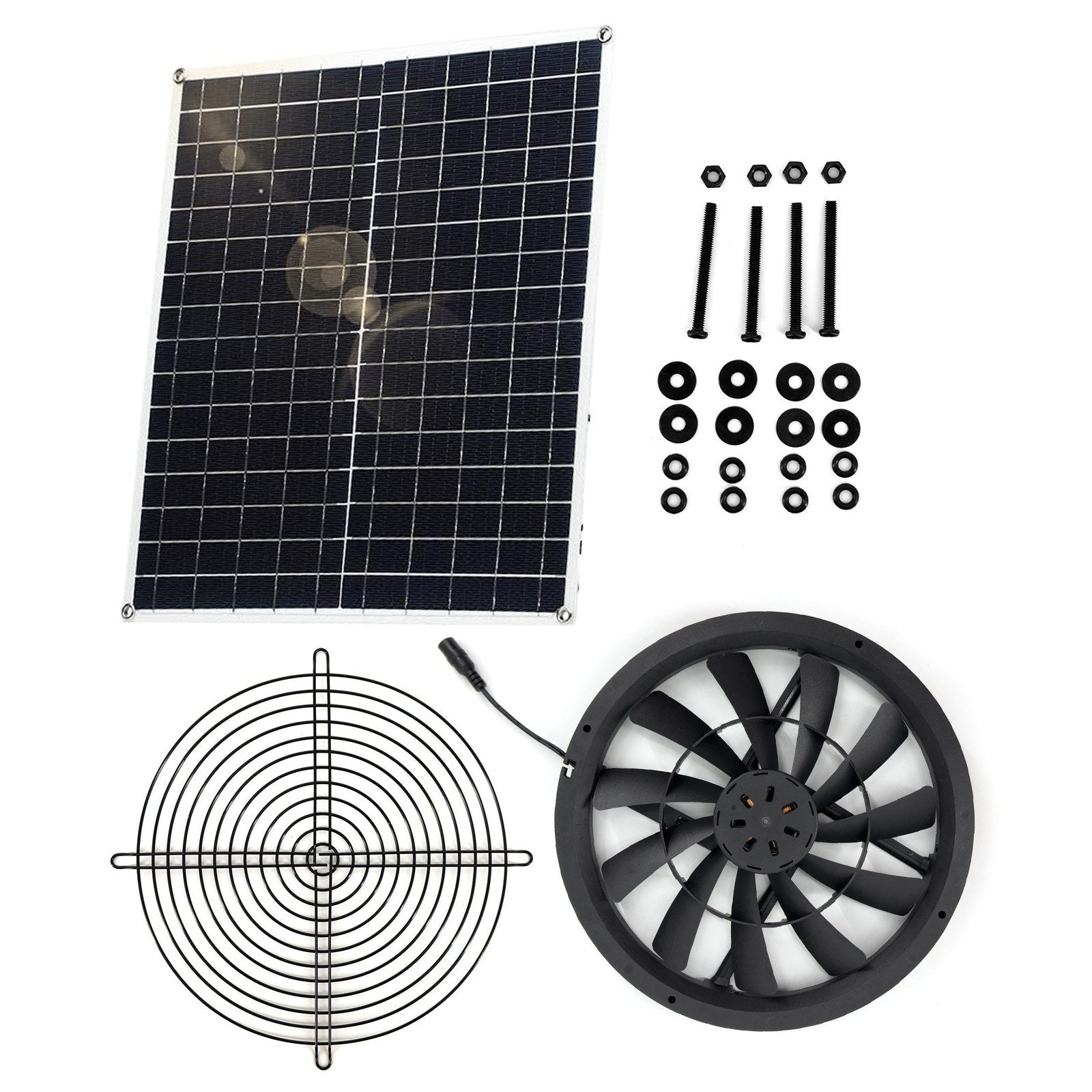 20W Solar Powered Outdoor Fan Kit - 3000 RPM, IP65 Waterproof for Camping, Homes, RVs, Greenhouses, and Animal Use