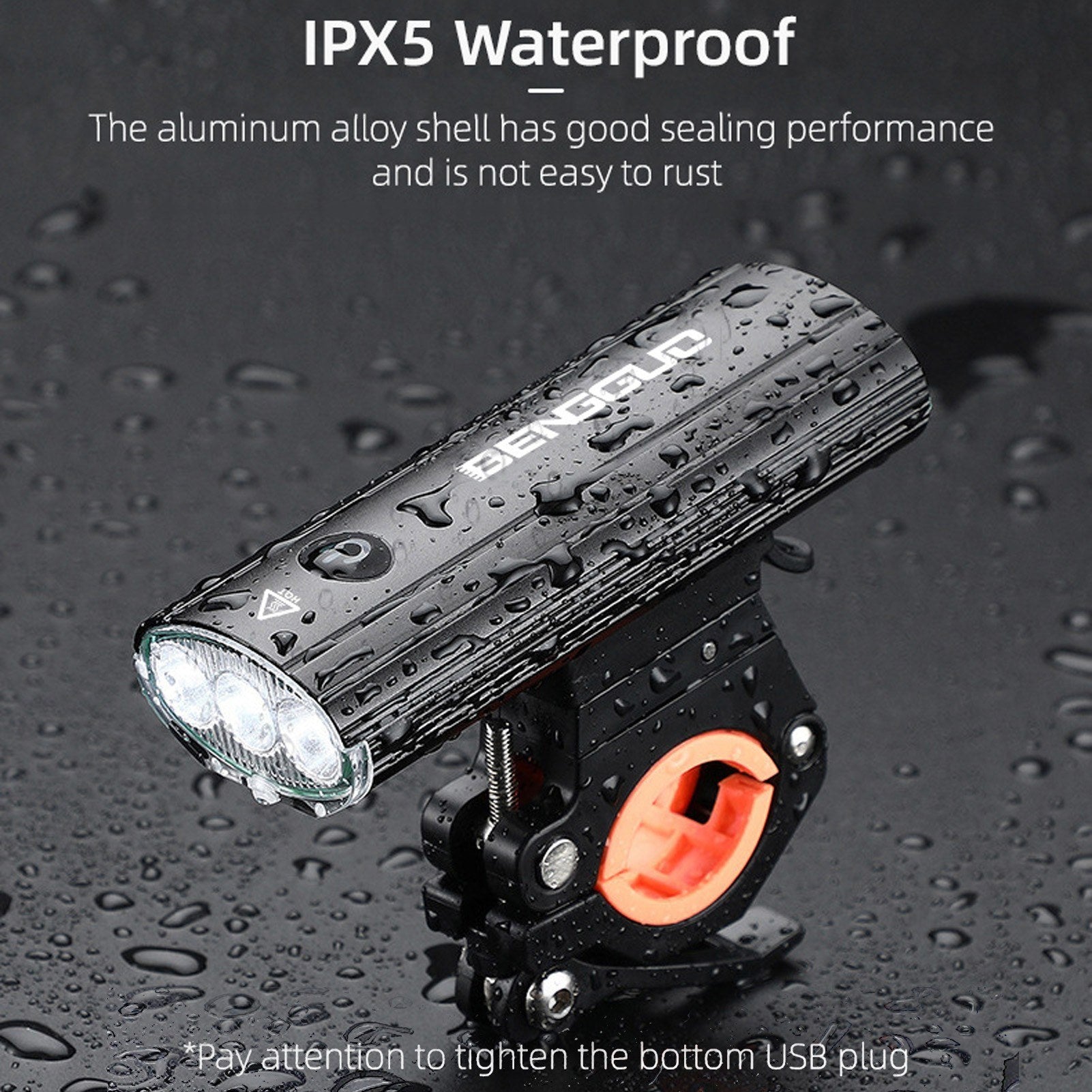 Rechargeable LED Bike Headlight - USB Charging, Water-Resistant, 3000mAh Power Bank with Adjustable Mount