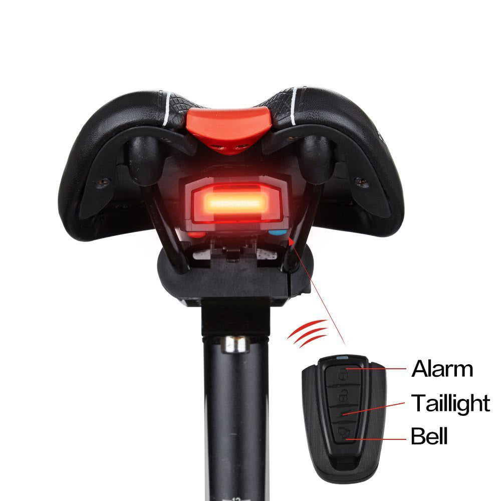 Intelligent Anti-Theft Bike Taillight: LED Alarm & Strobe with Wireless Remote, USB Rechargeable Electric Bell for MTB Cycling