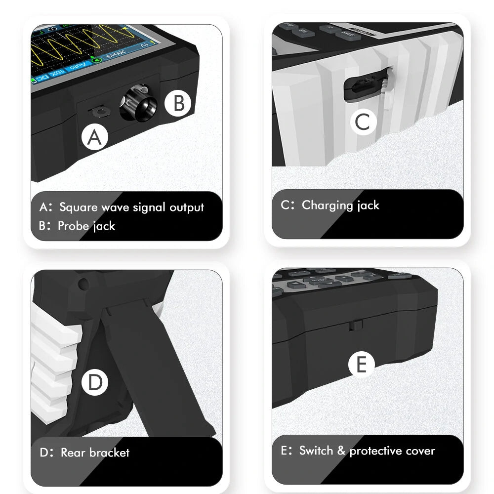 MUSTOOL MDS120M Digital Oscilloscope, 120MHz Bandwidth, 500MS/s, 320x240 LCD, Waveform Storage, Backlit