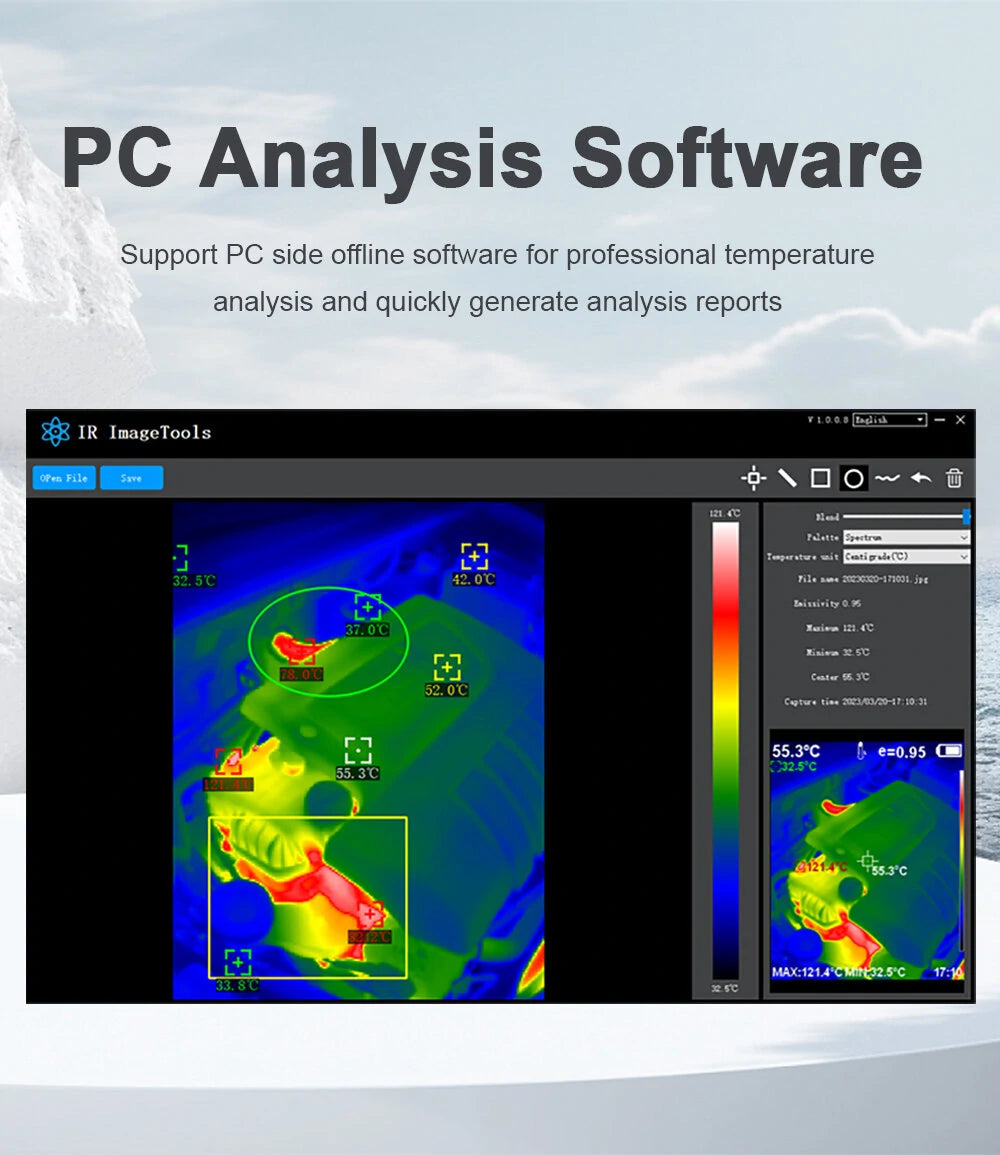 AV TOOLTOP ET692C Professional Thermal Imager with 3.2 Screen, 256x192 Infrared Resolution, -20℃ to +550℃ Auto Temperature Tracking