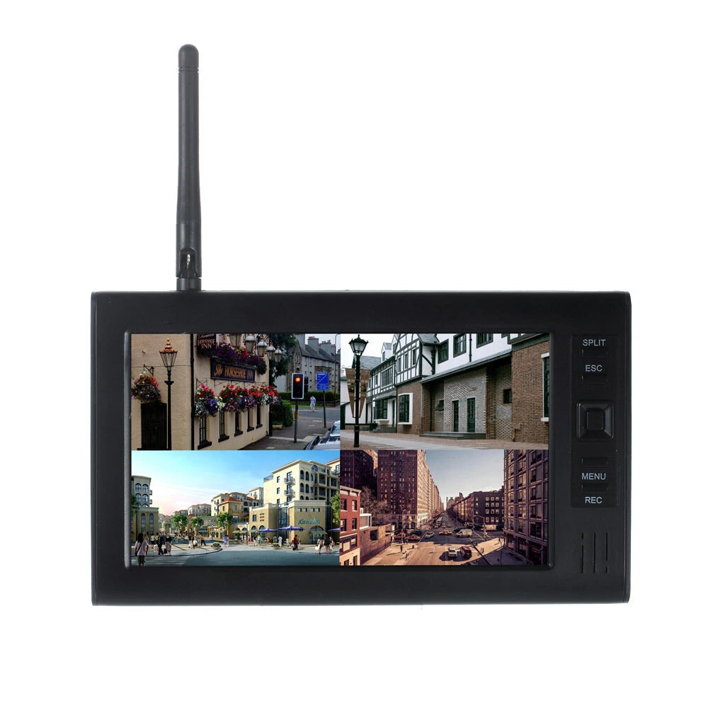 7-Inch Wireless Security System: 4-Channel Monitor & Weatherproof Night Vision Cameras