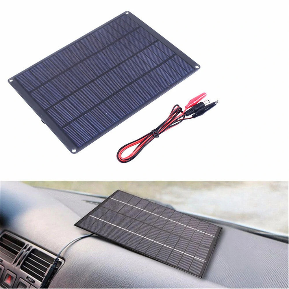 18V 10W High-Efficiency Monocrystalline Solar Panel Charger for Outdoor Camping, Hiking, and Car Emergency Power